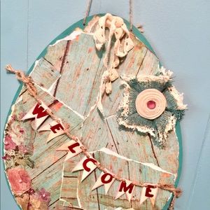 🌺 Wooden Door Hanger Welcome Sign 🌺
